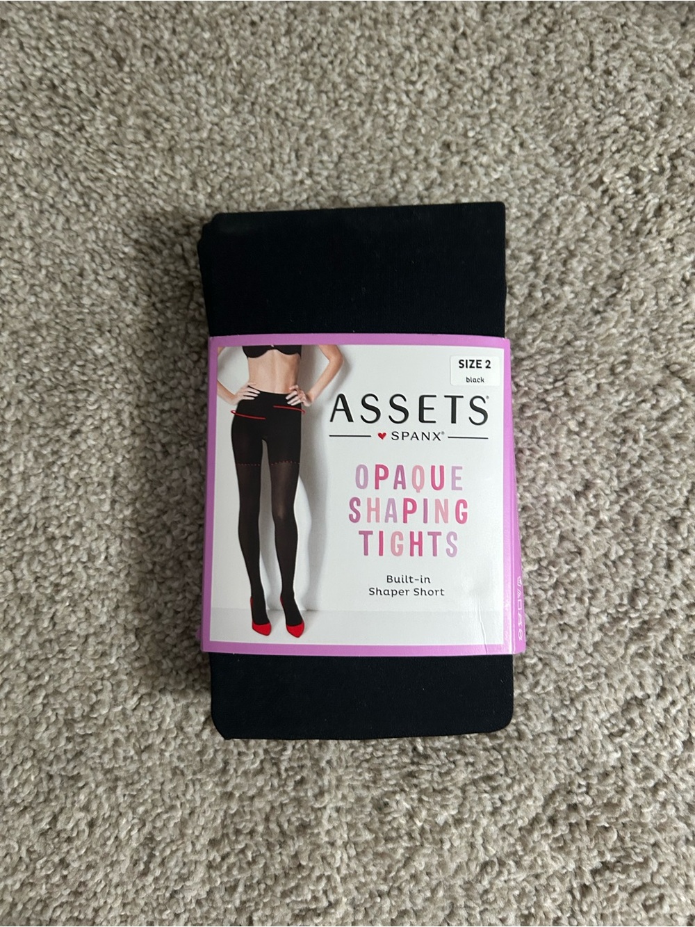 Assets by Spanx Opaque Shaping Tights Black Size 2 NWT